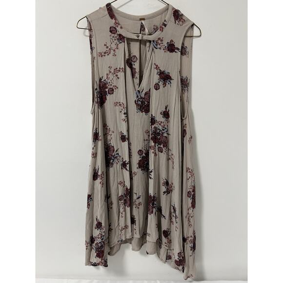Free People Tree Swing Mini Dress Cream Floral Boho Tunic Coquette Cottage Fairy - Picture 2 of 10